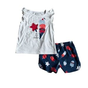 Carters White and Navy Star Print Toddler Outfit